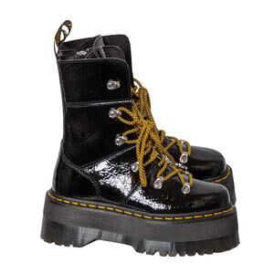 Dr. Martens Ghilana Max Platform Boots US 6 Black Distressed Patent Leather